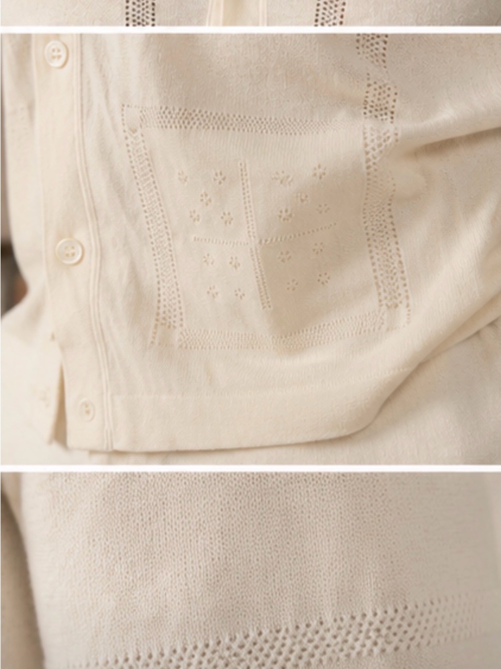 Todd Snyder Silk Cotton Eyelet Knit Shirt Cream Size L - Picture 4 of 14